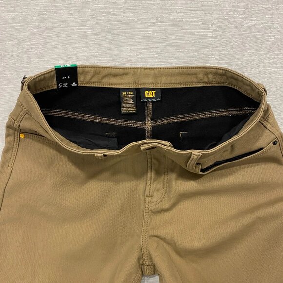 CAT Caterpillar Work Pants Mens 38 x 30 Brown Canvas Fleece Lined Insulated - Picture 6 of 14